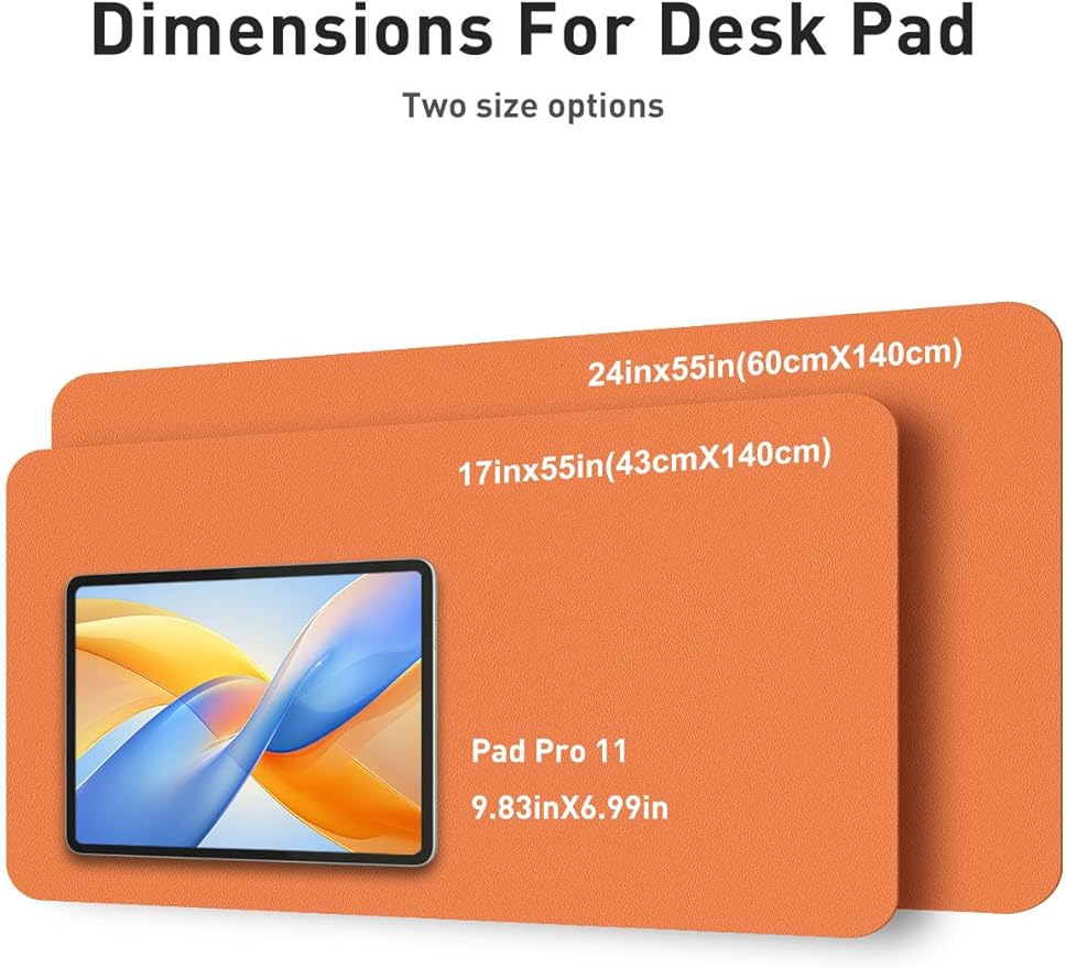 Aothia Faux Leather Desk Mat - Non-Slip PU Leather Desk Blotter, Waterproof Writing Surface, Large Desk Pad for Office & Home (Orange, 55" x 24")
