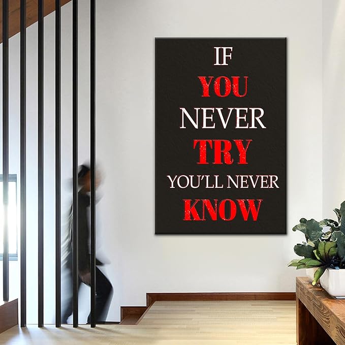 Motivational Canvas Wall Art Positive Entrepreneur Quote Picture Poster Inspirational Picture Print Artwork for Home Office Living Room Gym Wall Decor Stretched the Framed [24''Wx36''H]