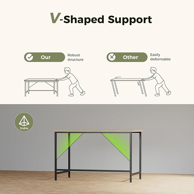 Mericonia 55 inch Computer Desk, Gaming Desk for Small Spaces, Modern Simple Style Table for Home Office, Study Student Writing Table