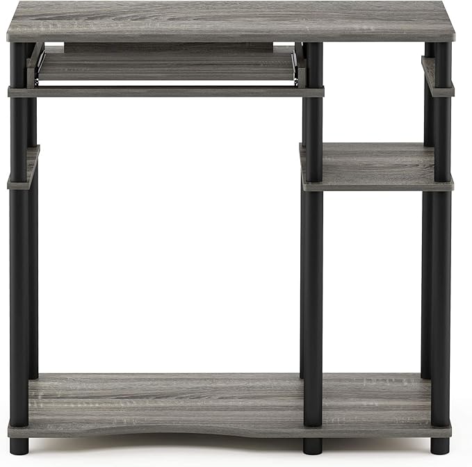 Furinno Abbott Computer Desk with Bookshelf, French Oak Grey/Black