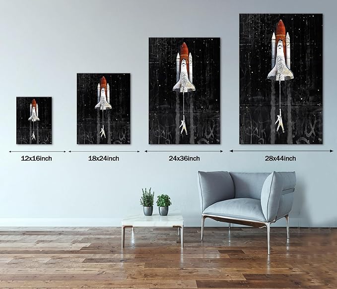 Yatsen Bridge Lift Off Canvas Wall Art, Banksy Style Poster Art Print, Modern House Pop Wall Decor Black&White Color Artwork Stretched and Framed Ready to Hang - 24x36 inches