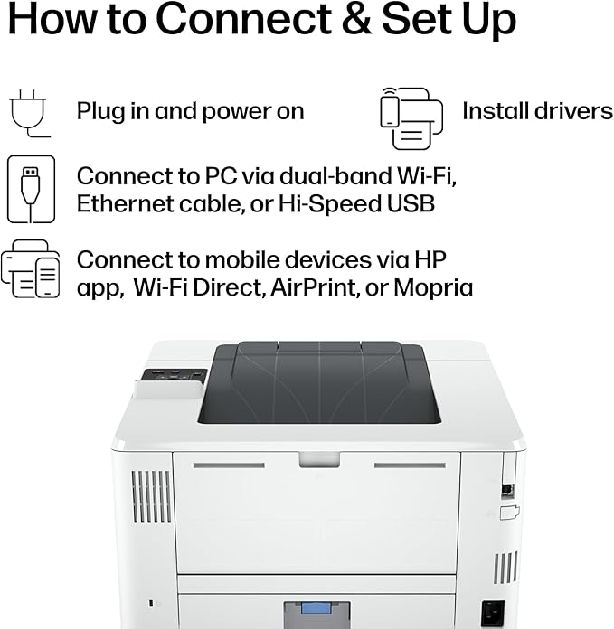 HP LaserJet Pro 4001dw Wireless Black & White Printer, Best-for-Office (2Z601F)
