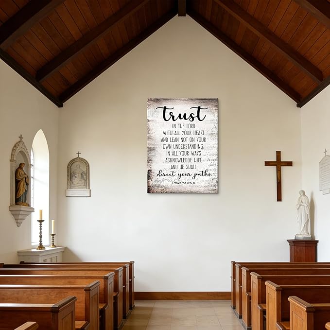 Proverbs3:5-6 Trust In The Lord With All Your Heart Canvas goodness of god Wall Art the lords prayer Picture Wall Decor Christian Bible Scripture Poster Print Artwork for Office Church 24x36 in Canvas