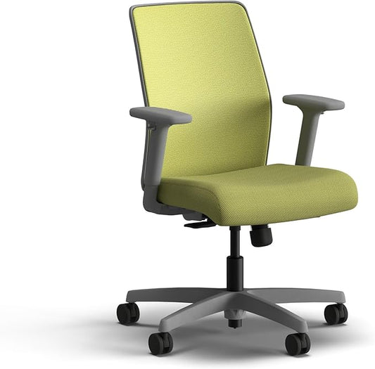 HON Ignition 2.0 Low Back Task Chair, Spectrum Mesh, Standard Synchro-Tilt Control, Office Chair with Lumbar Support, Height and Width Adjustable Arms, Titanium Frame, Pear