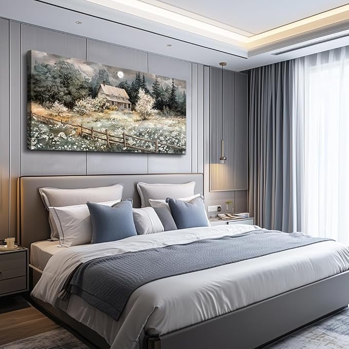 hyidecorart Wall Decor For Living Room Farmhouse Canvas Wall Art Nature Landscape Paintings Bedroom Decorations Rural Artwork Pictures Large Framed for Office Aesthetic Home Decor Ready To Hang