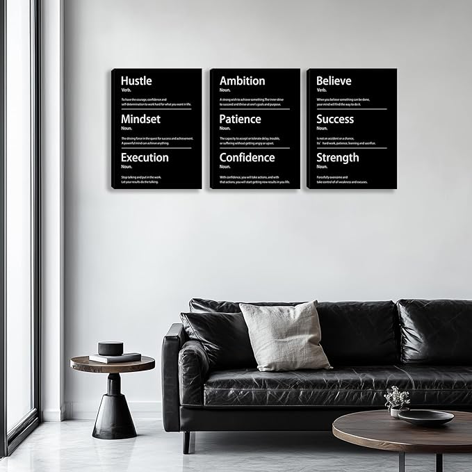 Motivational Wall Decor Paintings Inspirational Office Wall Decor Posters Prints 3 Pieces Bedroom Decor Living Room Office Canvas Picture Wall Painting Home Decoration Framed Artwork (60" Wx28 H)