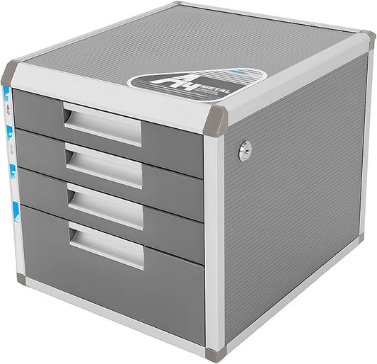 File Cabinet, Desk Organizer with 7 Drawers Metal Desktop Storage Cabinet File Holder with Locks and Keys for Home Office Organization (4 Layers)