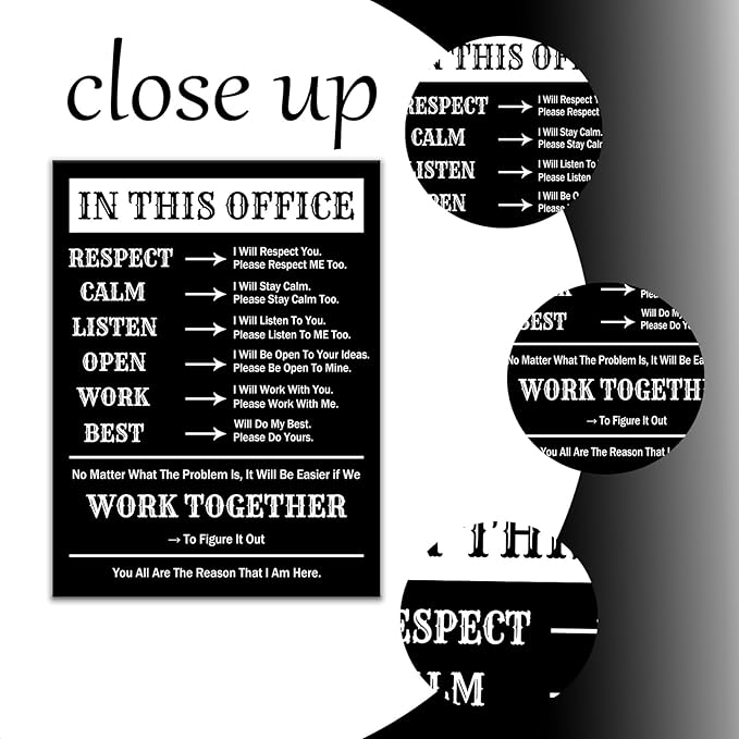 In This Office Inspirational Canvas Wall Art Motivational Picture Wall Decor Teamwork Theme Painting Poster In This Office Print Artwork for Bedroom Company Hallway Ready to Hang [12''W x 18''H]