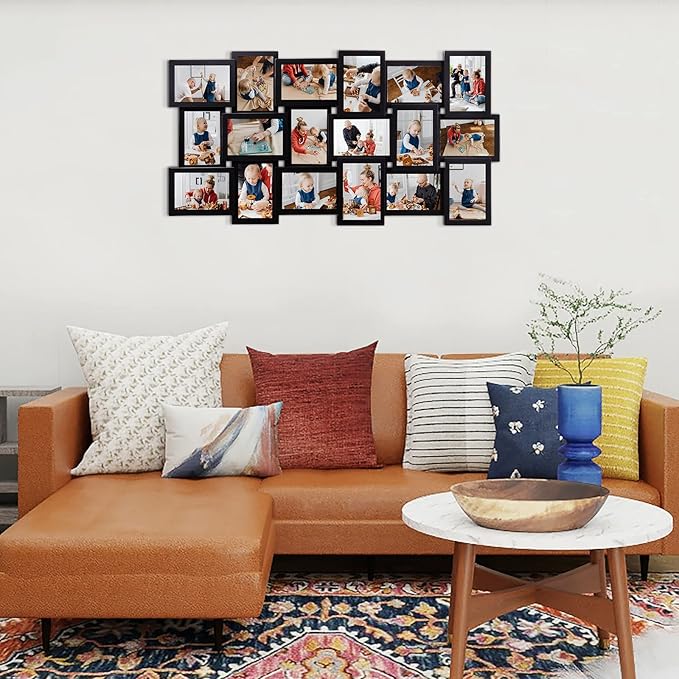 HELLO LAURA - Photos Collage Frame for Wall 18 Opening Picture Frames in 4x6 Inch Photo Frames Collage for Wall Decor for Family Friends Gifts for Home Living Room - Classic Black