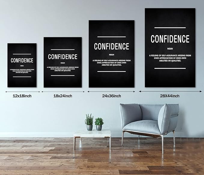 Yatsen Bridge Motivational Posters Inspirational Canvas Wall Art Confidence Noun Positive Painting Inspiring Entreoreneur Quotes Picture Prints Artwork Home Office Living Room Decor Framed (28"Wx44"H)