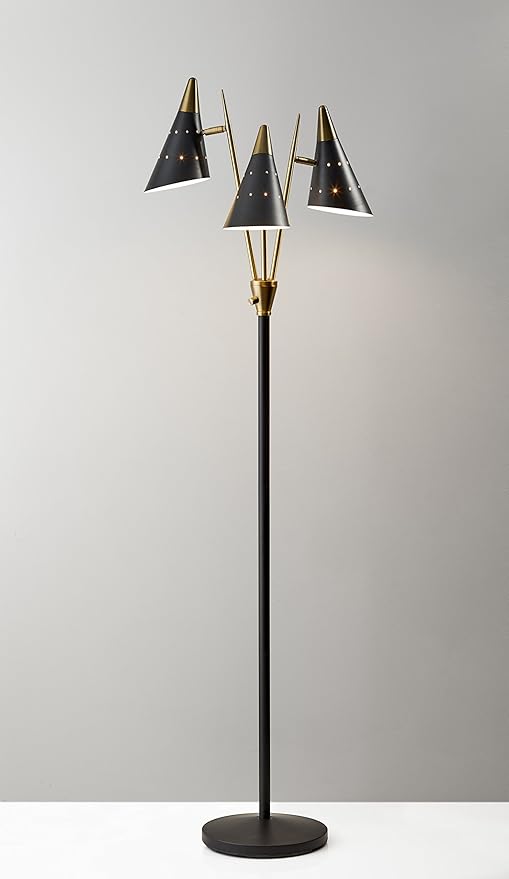 Adesso 3249-01 Floor-Lamps, Black/Antique Brass