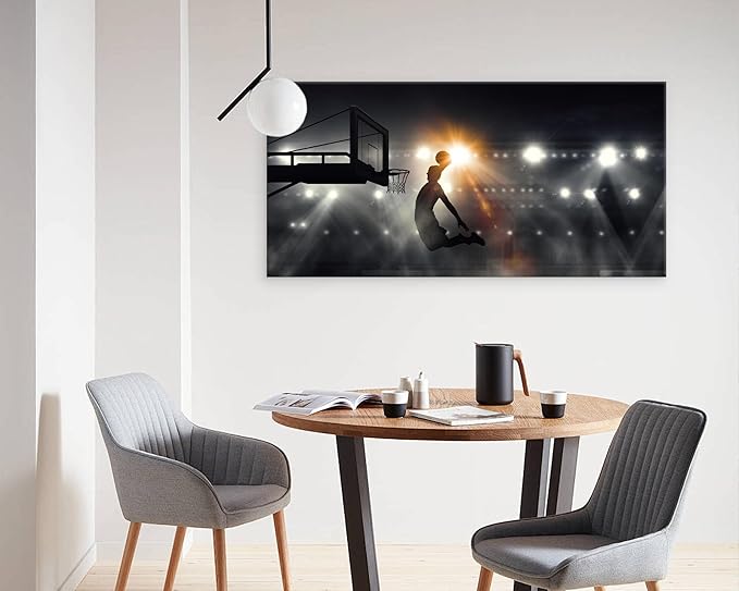 Muolunna BK06698 Basketball Sports Canvas Wall Art Picture 1 Panel Sports Painting Art Prints For Living Room Boys Room Office Wall Decor Artwork