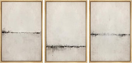 SIGNWIN Framed Canvas Print Wall Art Set Abstract Watercolor Serene Aesthetic Illustrations Modern Art Decorative Nordic Abstract for Living Room, Bedroom, Office - 24"x36"x3 Natural