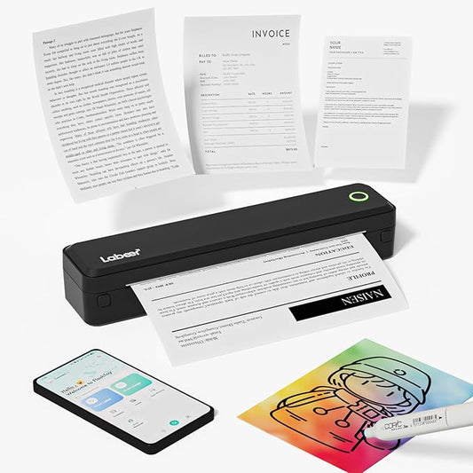 Labeer Portable Wireless Thermal Heat Small Printer 8.5 x 11 Inch Letter A4 Support, Inkless Simple Tiny Mobile Bluetooth Printer for Phone Laptop Travel Home Office (Black)