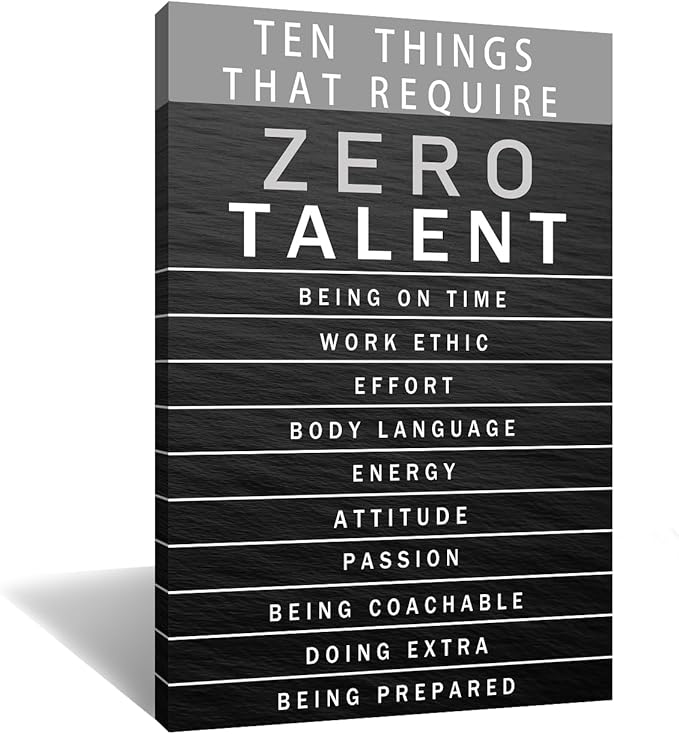 Inspirational Canvas Wall Art Motivational Painting Positive Entrepreneur Quotes Poster Ten Things That Require Zero Talent Pictures Print Wall Decor Artwork for Bedroom Office Framed [12''W x 18''H]