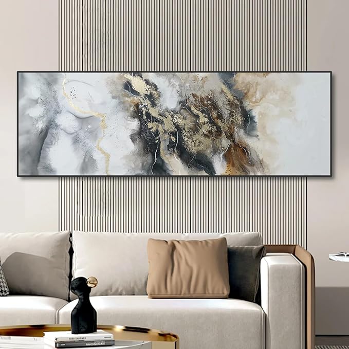 ZHMANLUCK Extra Large Canvas Art Painting Artwork for Office Wall Decor Home Decoration Stretched and Framed Ready to Hang 40x90cm/(16x35inch) with-Black-Frame
