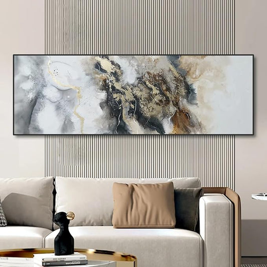 ZHMANLUCK Extra Large Canvas Art Painting Artwork for Office Wall Decor Home Decoration Stretched and Framed Ready to Hang 40x90cm/(16x35inch) with-Black-Frame