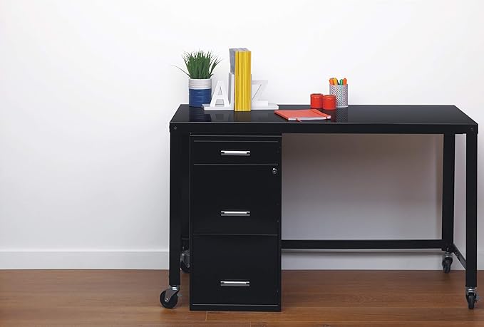 18in. Deep 3 Drawer Metal Organizer File Cabinet with Pencil Drawer, Black