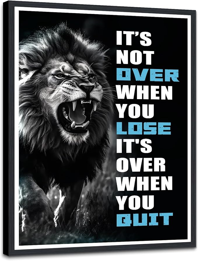 Novatique Motivational Wall Decor Inspirational Wall Art Motivational Success Canvas Painting Lion Animals Quotes Office Decor Ready to Hang,12 x 16inch