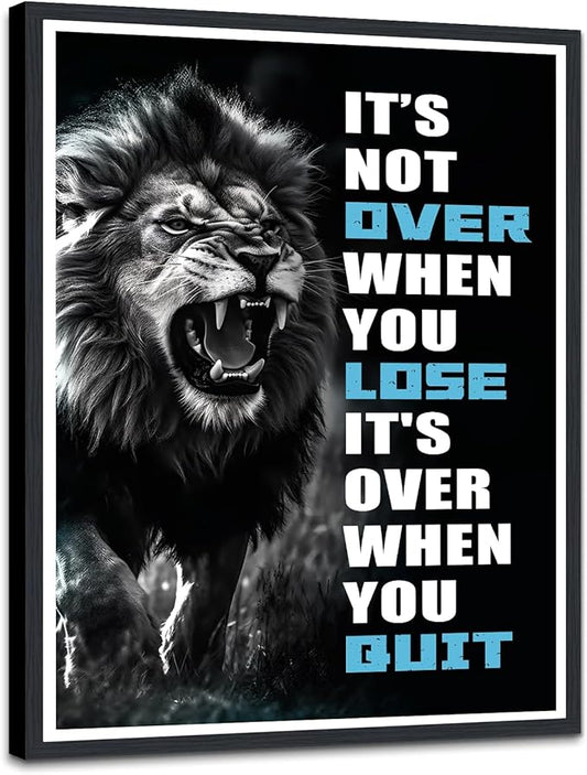 Novatique Motivational Wall Decor Inspirational Wall Art Motivational Success Canvas Painting Lion Animals Quotes Office Decor Ready to Hang,12 x 16inch