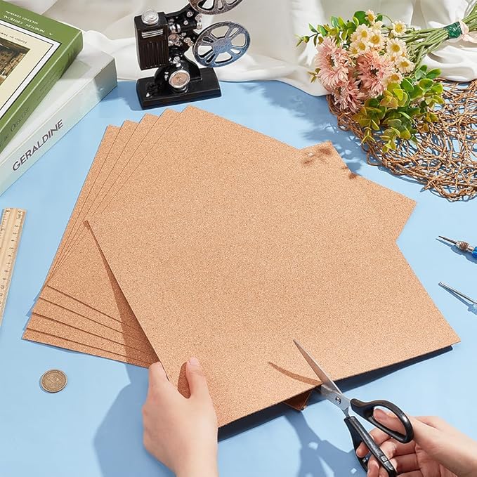 BENECREAT 10 Pack 12x12 Inch Cork Board 1mm Thick Cork Board Tiles Square Cork Tiles Coaster Cork Sheets Tiles for Bulletin Boards, Wall Decoration, DIY Crafts