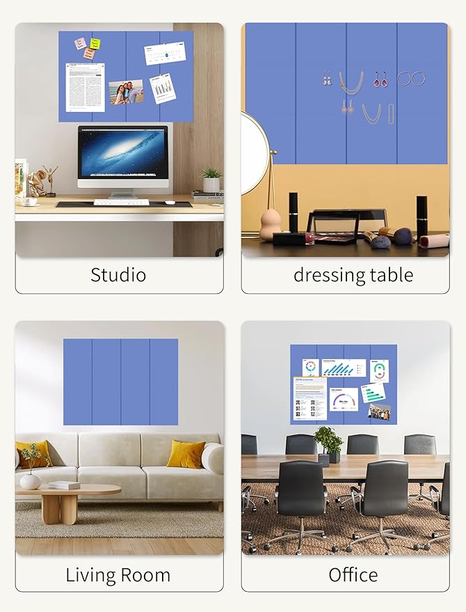 Large Bulletin Board 48"x 24" Cork Boards for Walls, 12 Pack Felt Wall Panels Photo Board, Cork Board for Office Home Pin Board