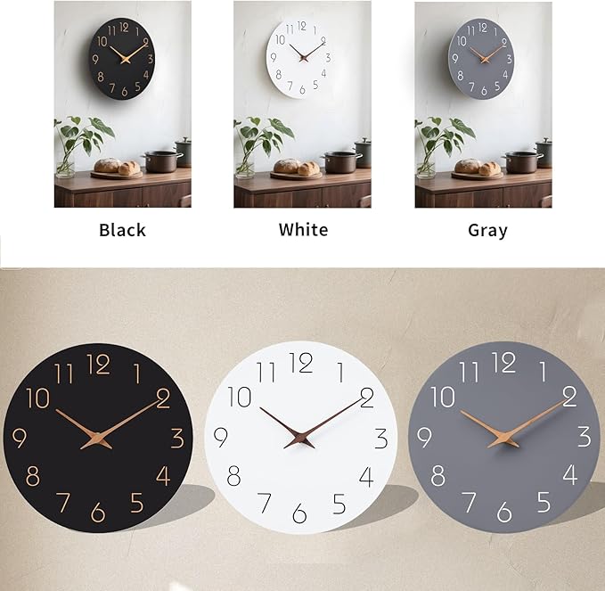 Mosewa Large Wall Clock 16 Inch Gray Modern Silent Non Ticking Battery Operated Decorative for Bedroom Bathroom Living Room Kitchen Home Office Hotel