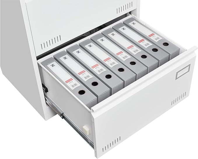 Office lateral File cabinets Filing Cabinet Cabinet with Lock, Locking Metal File Cabinets with 2 Drawers Office Cabinet for Legal/Letter/A4/F4 Home Office Steel Lateral File Drawers (White)