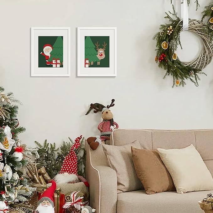 upsimples 11x14 Picture Frame Set of 5, Display Pictures 8x10 with Mat or 11x14 Without Mat, Wall Gallery Photo Frames, White