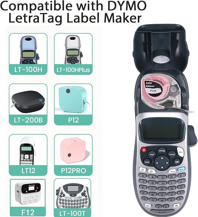 Phomemo P12 PRO Label Maker Machine with 4 Pink Ribbon Lable Tape, Rechargeable Label Makers Ribbon Printer Machine or Home, Office, Organizing, Kitchen