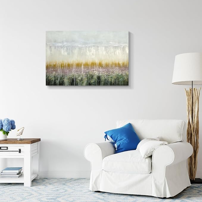 gaosoul Modern Abstract Wall Art Impressionist Style Oil Painting Prints on Gallery Wrapped Canvas Neutral Tone Abstract Wall Decor for Living Room Bedroom Office Framed 48x32in