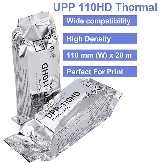 UPP-110HD High Density Ultrasound Paper, Replacement for Sony UPP-110HD, 110 mm x 20m Thermal Print Film/Media 5 Rolls