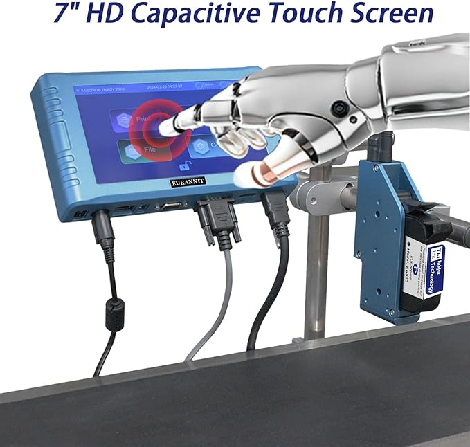 Automatic Inkjet Coding Machine for Production Line, 260E TIJ Inkjet Printer with 7” Touchable Screen for Date/Batch/QRCode/Barcode/Logo etc (1 Nozzle / 1 in)
