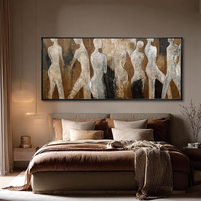 CHUDANHAO Abstract Wood Wall Art Figure Decorative Pictures Line Large Artwork 40"x86" Painting for Living Room Posters for Bedroom