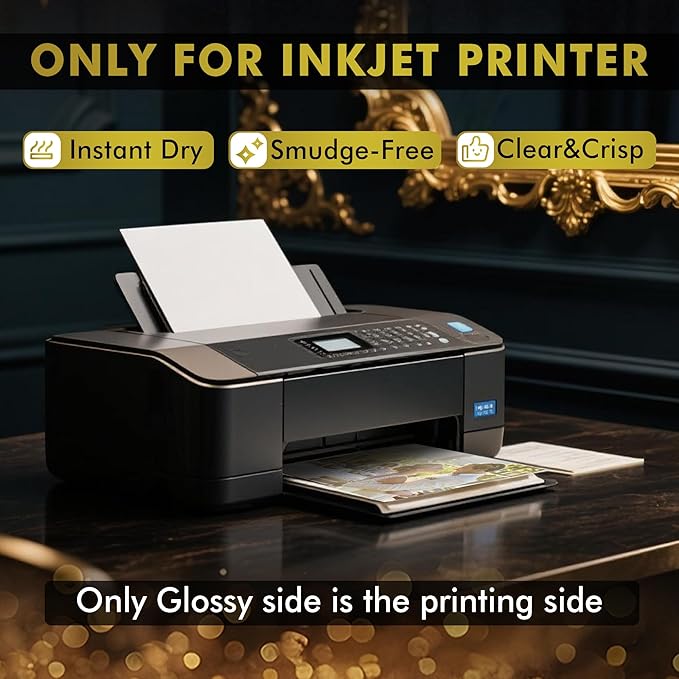A-SUB Premium Photo Paper High Glossy 8.5x11 Inch 72lb for Inkjet Printers 50 Sheets, Single Sided