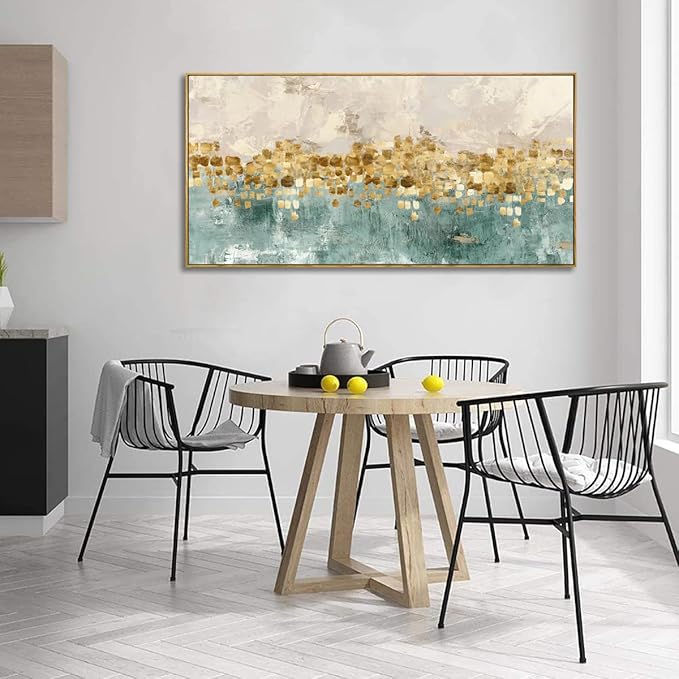 Abstract Wall Art Canvas Paintings Blue Yellow Fantasy Modern Large Framed Artwork Decor for Living Room Bedroom Office Painting Home Decor 24"x48"