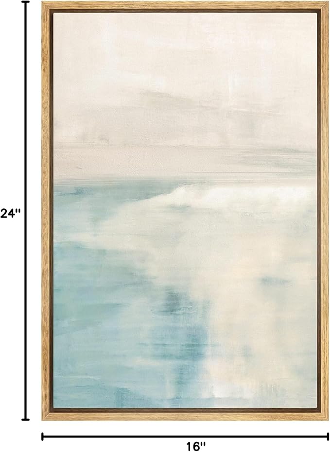 SIGNWIN Framed Canvas Print Wall Art Pastel Watercolor Teal Tan Landscape Abstract Shapes Illustrations Modern Art Minimal Relax/Calm Multicolor for Living Room, Bedroom, Office - 16"x24" Natural