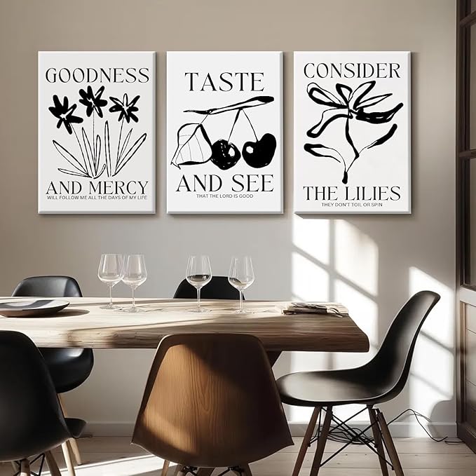 Christian Wall Art Bible Verse Canvas Poster Trendy Wall Decor Religious Pictures Modern Painting Scripture Poster Catholic Prints Cherry Artwork for Bedroom Living Room 12x16x3 Inch Ready to Hang
