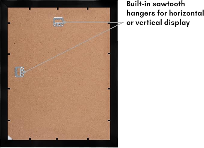 Americanflat 11x14 Picture Frame with Shatter-Resistant Glass - Use as 5x7 Frame with Mat or Display 11x14 Photo Without Mat - Signature Collection - Picture Frames for Wall Display - Black