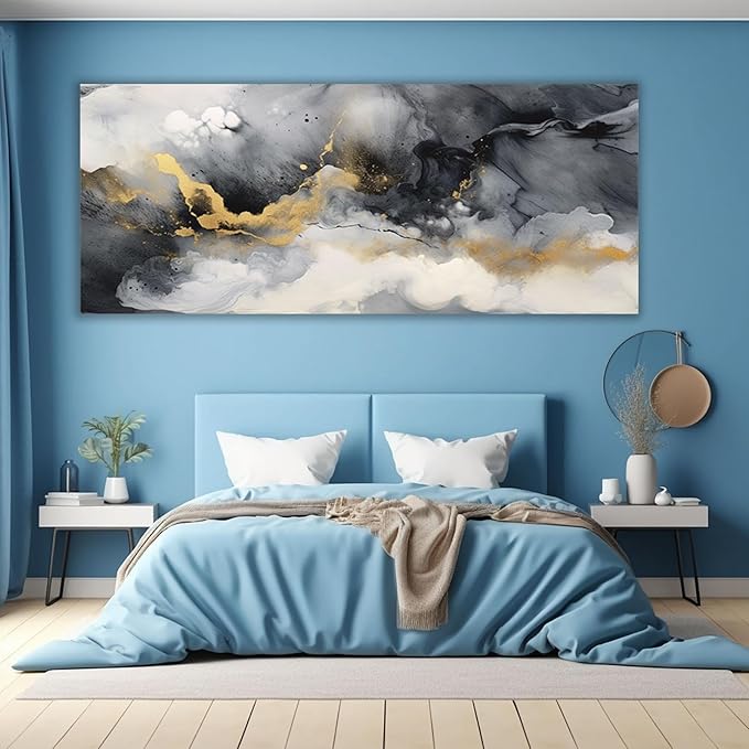 VOCBAN Wall Art Office Grey Canvas Wall Art For Bedroom Living Room Bathroom Canvas Art Pictures Artwork Office Wall Painting Home Decor-30x60cm(12x24in) Framed