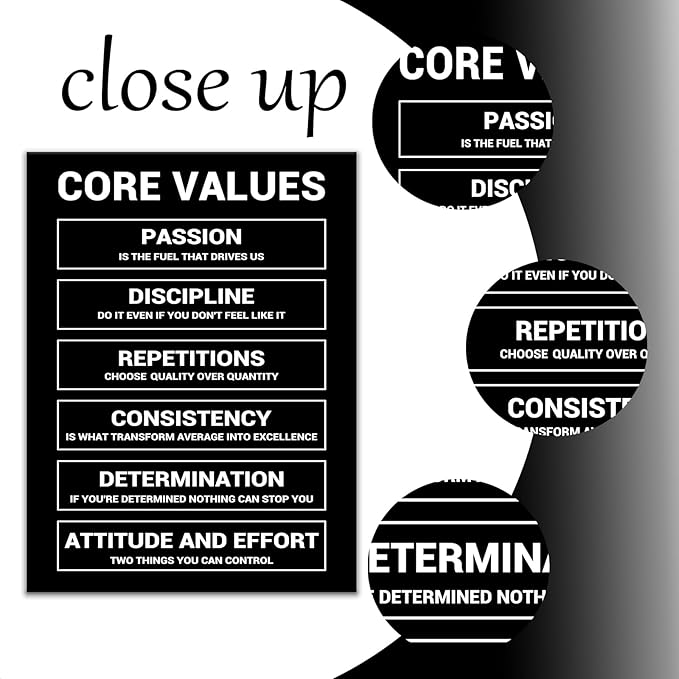 Core Values Inspirational Canvas Poster Painting Wall Art Motivational Entrepreneur Quotes Picture Print Wall Decor Artwork for Living Room School Office Gym Stretched and Framed [30''Wx 40''H]