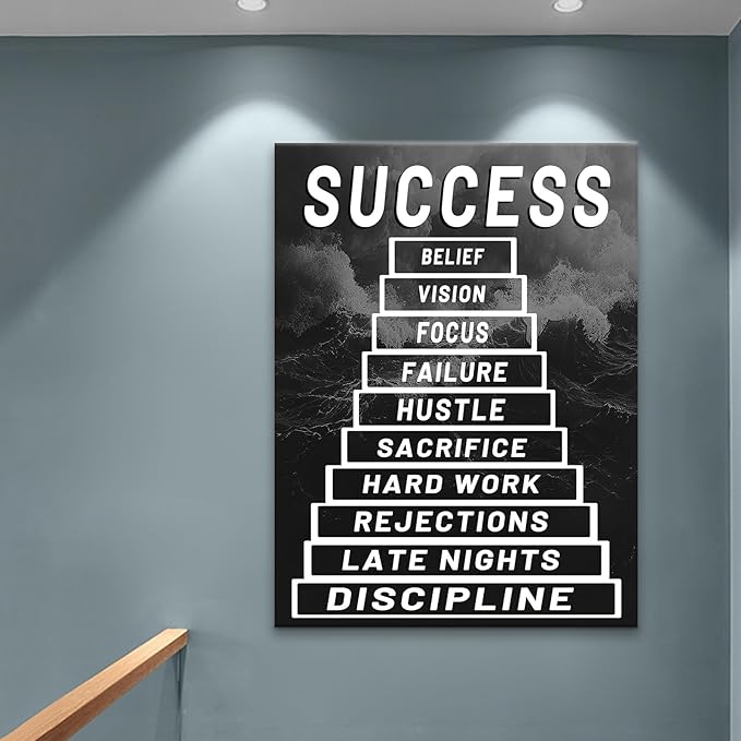 Motivational Classroom Office Success Poster Modern Entrepreneur Positive Quotes Canvas Prints Wall Art Paintings Ready to Hang for Home Living Room Home Decorations Stretched Artwork [30''Wx 40''H]