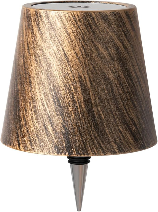 Wireless Bottle Lamp, Wireless Bottle Lamp Shade with 3 Color Temperature, Rechargeable Stepless Dimming LED Wine Bottle Lights for Any Bottle, Desk Lamp for Bedroom Restaurant Bar - Bronze