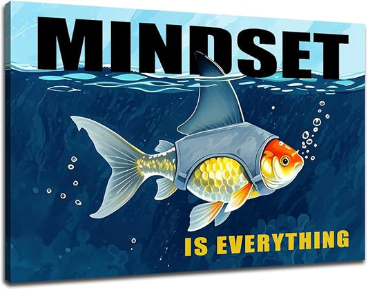 Motivational Canvas Wall Art Inspirational Entrepreneur Quotes Poster Print Mindset is Everything Picture Painting for Modern Home Living Room Classroom Office Wall Decor Artwork [36''Wx24''H]