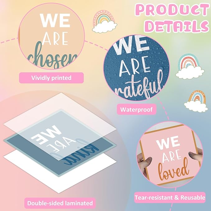 Boho Affirmation Station Bulletin Board Set Motivational Together We are Better Bulletin Board Inspirational Positive Sayings Cutouts Classroom Decor for Back to School Decor Wall Door