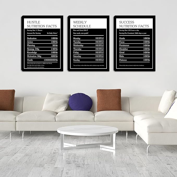 Halioyo 3 Pcs Motivational Wall Art, Inspirational Canvas Wall Art Decor for Men Women Office Bedroom Living Room Positive Quotes Wall Decor Poster Painting Picture 12x16inch