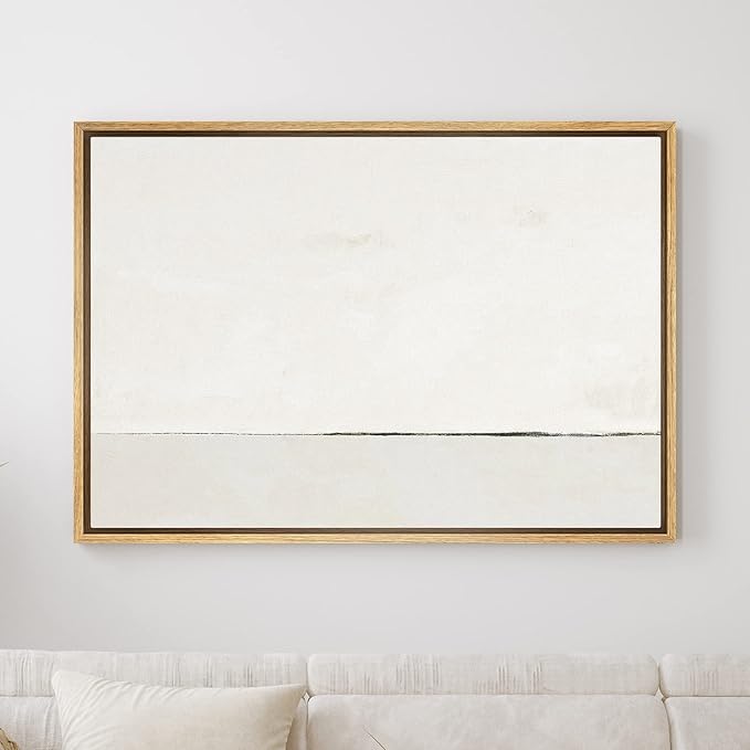 SIGNWIN Framed Canvas Print Wall Art White Watercolor Pastel Landscape Abstract Shapes Illustrations Modern Art Decorative Contemporary Chic Minimal for Living Room, Bedroom, Office - 24"x36" Natural