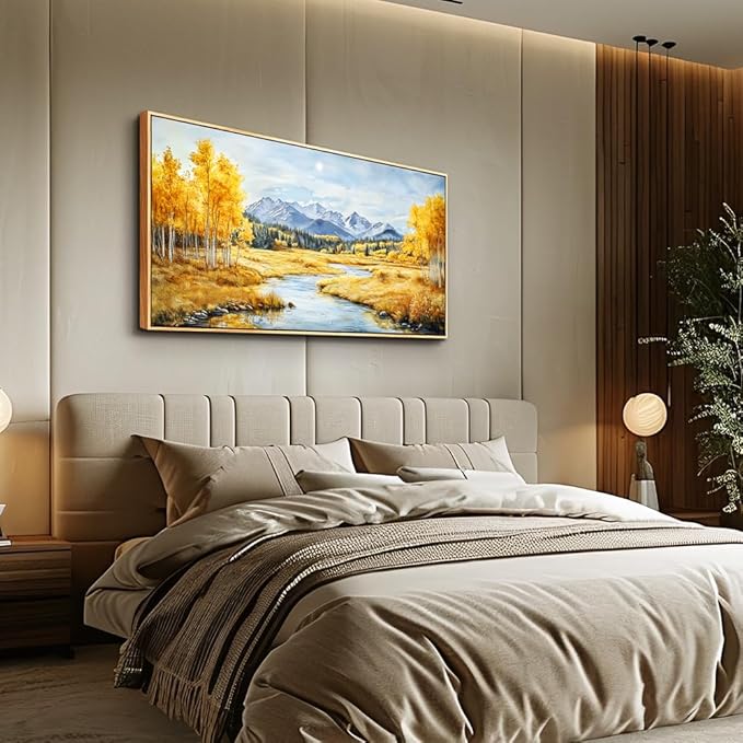ERQINHUA Large Wall Art For Living Room Canvas Wall Decor For Bedroom Yellow Landscape Wood Frame Farmhouse Restaurant kitchen Home Wall Decorations Art Print Beach Posters Ready To Hang 20"X40"