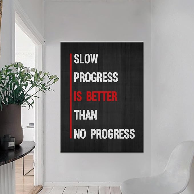 Motivational Canvas Wall Art Positive Progress Picture Inspirational Entrepreneur Quote Wall Poster Print Artwork for Modern Home Living Room Office Painting Wall Decor Ready to Hang [30''Wx 40''H]