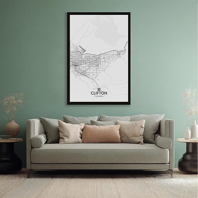 Clifton CO Posters Prints Canvas Decorations Paintings Black And White Wall Art For Offices Living Rooms And Bedrooms Minimalist Style Black Hanging Frames 08x12in